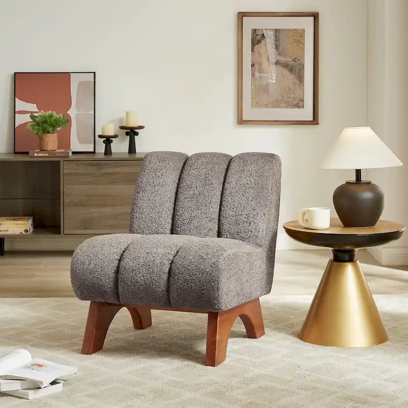 Fauteuil canapé d'appoint moderne en bois et tissu