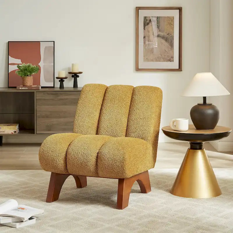 Fauteuil canapé d'appoint moderne en bois et tissu