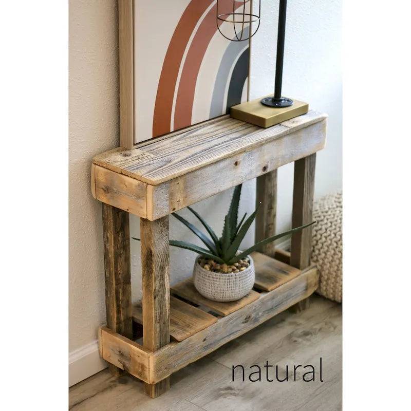 Rustic Reclaimed Wood Accent Table for Living Room and Bedroom