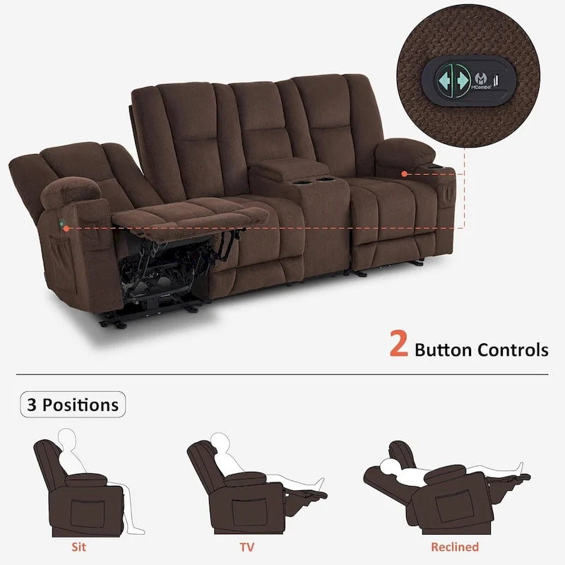 Elektrisch verstellbares Relaxsofa mit Massagefunktion und Lendenwirbel-Wärmefunktion