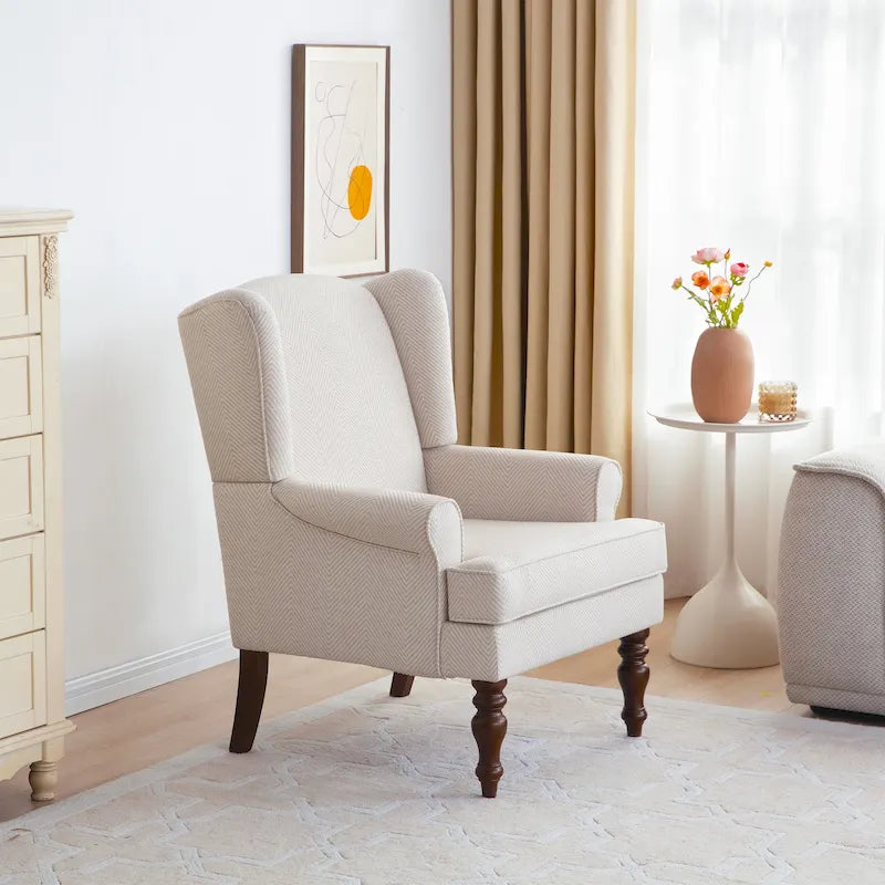 Accentfauteuil met gedraaide poten en ronde armleuningen