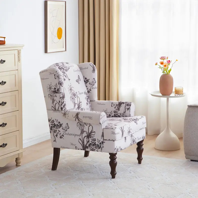 Accentfauteuil met gedraaide poten en ronde armleuningen
