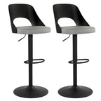 Sgabello da bar girevole in lino nero/naturale, regolabile in altezza, set da 2