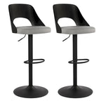 Sgabello da bar girevole in lino nero/naturale, regolabile in altezza, set da 2