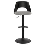 Sgabello da bar girevole in lino nero/naturale, regolabile in altezza, set da 2