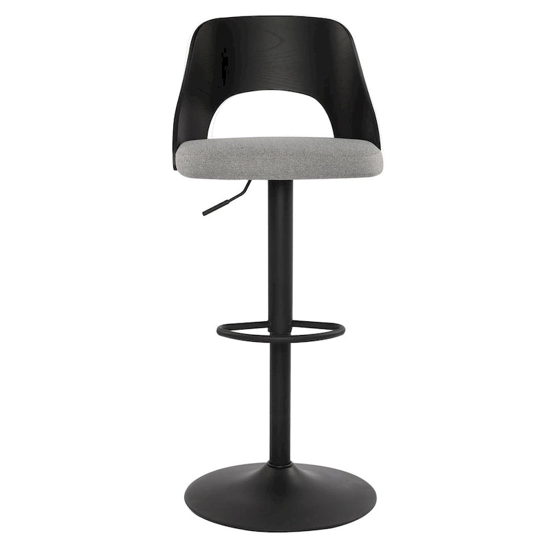Sgabello da bar girevole in lino nero/naturale, regolabile in altezza, set da 2