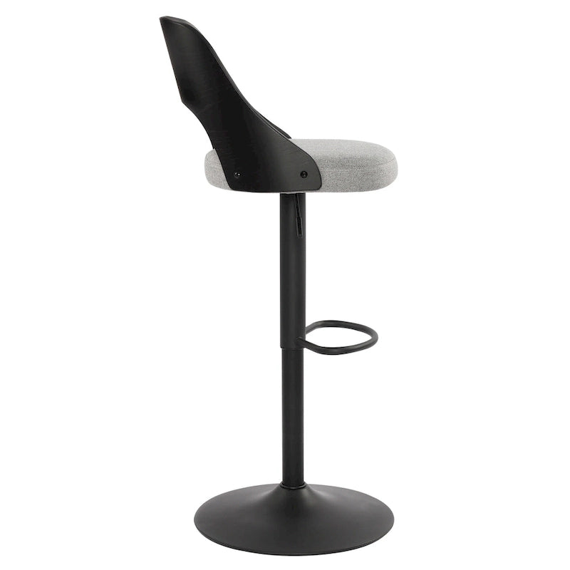 Sgabello da bar girevole in lino nero/naturale, regolabile in altezza, set da 2