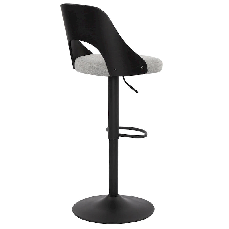 Sgabello da bar girevole in lino nero/naturale, regolabile in altezza, set da 2