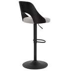 Sgabello da bar girevole in lino nero/naturale, regolabile in altezza, set da 2