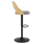 Sgabello da bar girevole in lino nero/naturale, regolabile in altezza, set da 2