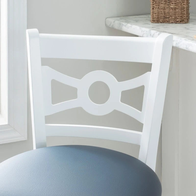 Sgabello da bar con schienale incrociato bianco / bianco+navy, set da 2