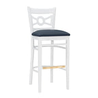 Sgabello da bar con schienale incrociato bianco / bianco+navy, set da 2