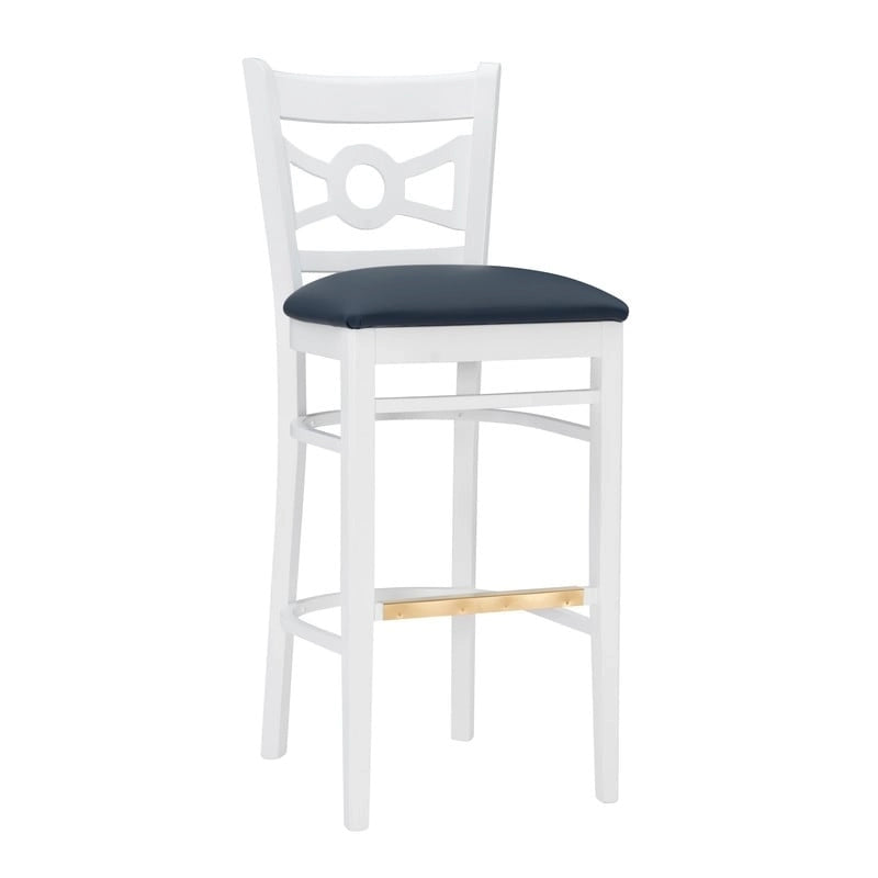 Sgabello da bar con schienale incrociato bianco / bianco+navy, set da 2