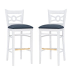 Sgabello da bar con schienale incrociato bianco / bianco+navy, set da 2