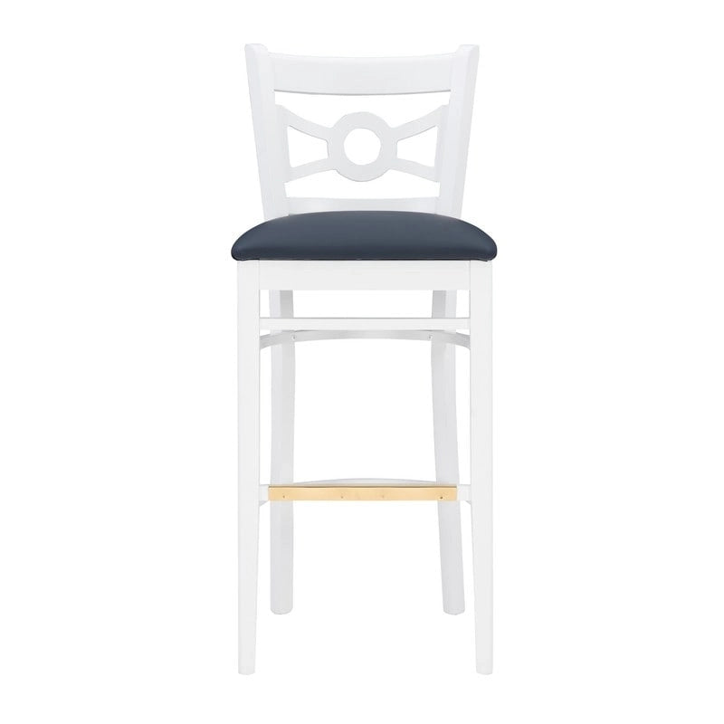 Sgabello da bar con schienale incrociato bianco / bianco+navy, set da 2
