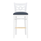 Sgabello da bar con schienale incrociato bianco / bianco+navy, set da 2