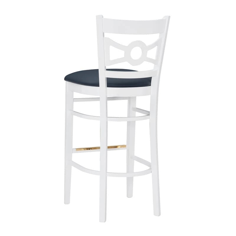 Sgabello da bar con schienale incrociato bianco / bianco+navy, set da 2