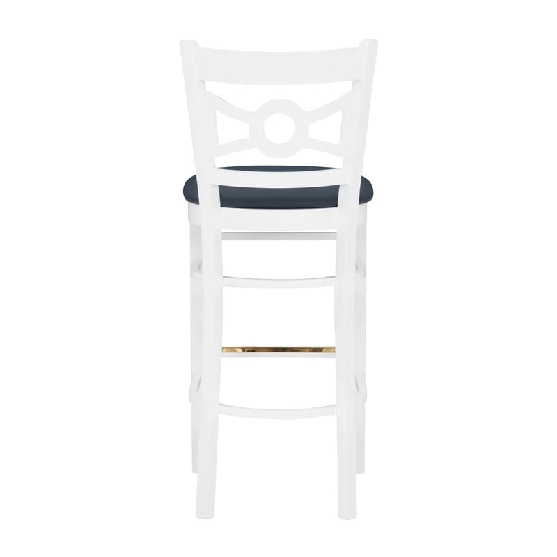 Sgabello da bar con schienale incrociato bianco / bianco+navy, set da 2