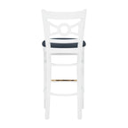 Sgabello da bar con schienale incrociato bianco / bianco+navy, set da 2