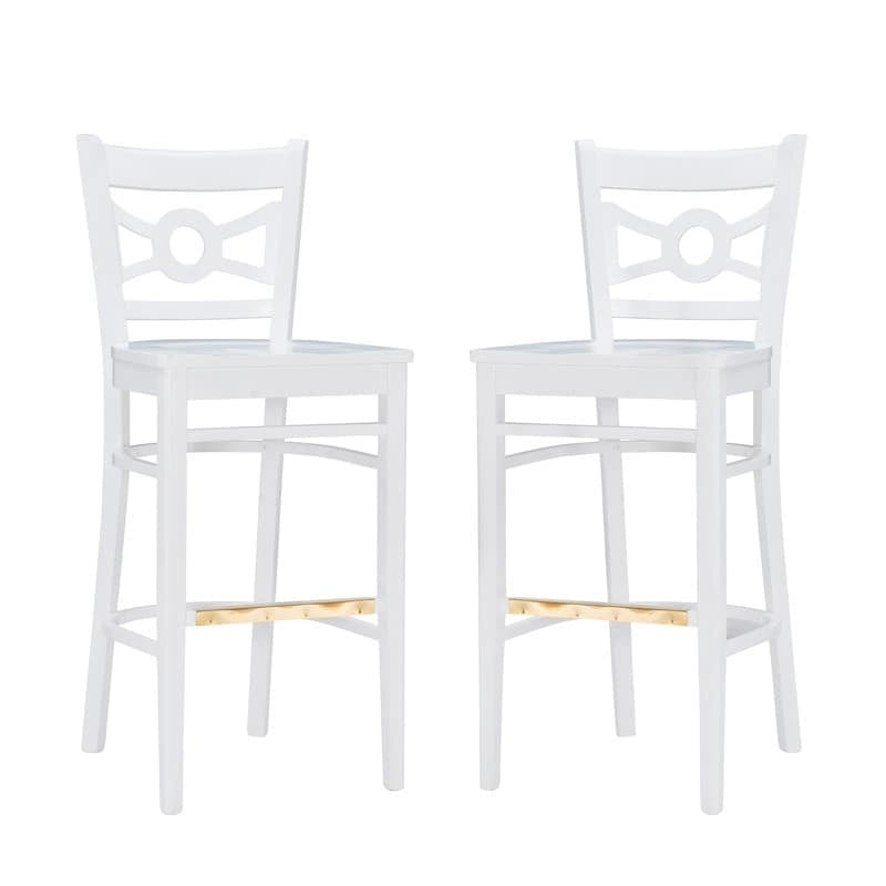 Sgabello da bar con schienale incrociato bianco / bianco+navy, set da 2