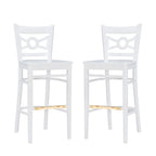 Sgabello da bar con schienale incrociato bianco / bianco+navy, set da 2