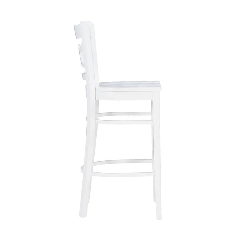 Sgabello da bar con schienale incrociato bianco / bianco+navy, set da 2