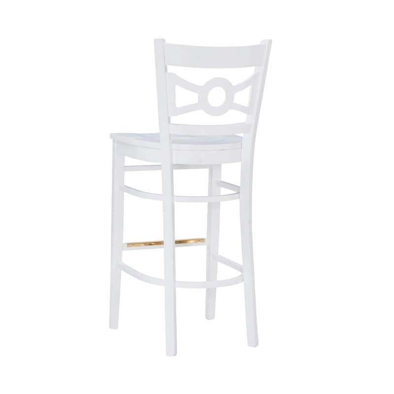 Sgabello da bar con schienale incrociato bianco / bianco+navy, set da 2