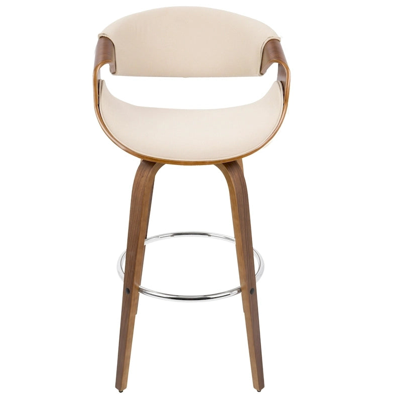 Sgabello da bar girevole crema/grigio/antracite/blu con gambe e poggiapiedi in legno, set da 2