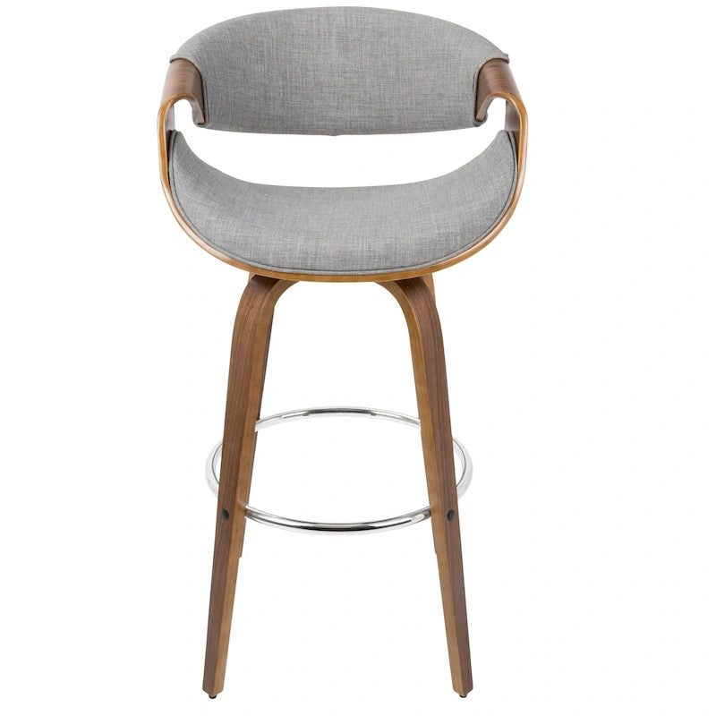 Sgabello da bar girevole crema/grigio/antracite/blu con gambe e poggiapiedi in legno, set da 2