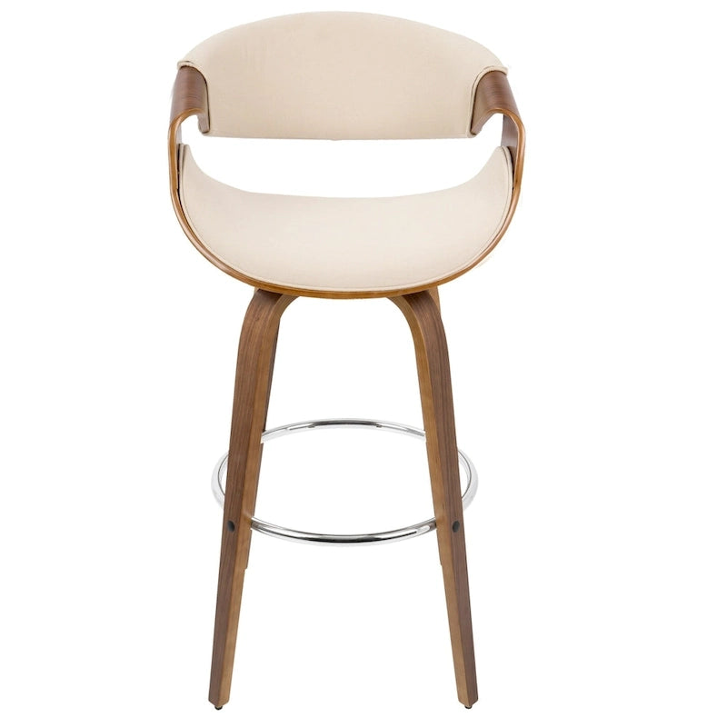 Sgabello da bar girevole crema/grigio/antracite/blu con gambe e poggiapiedi in legno, set da 2