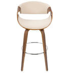 Sgabello da bar girevole crema/grigio/antracite/blu con gambe e poggiapiedi in legno, set da 2