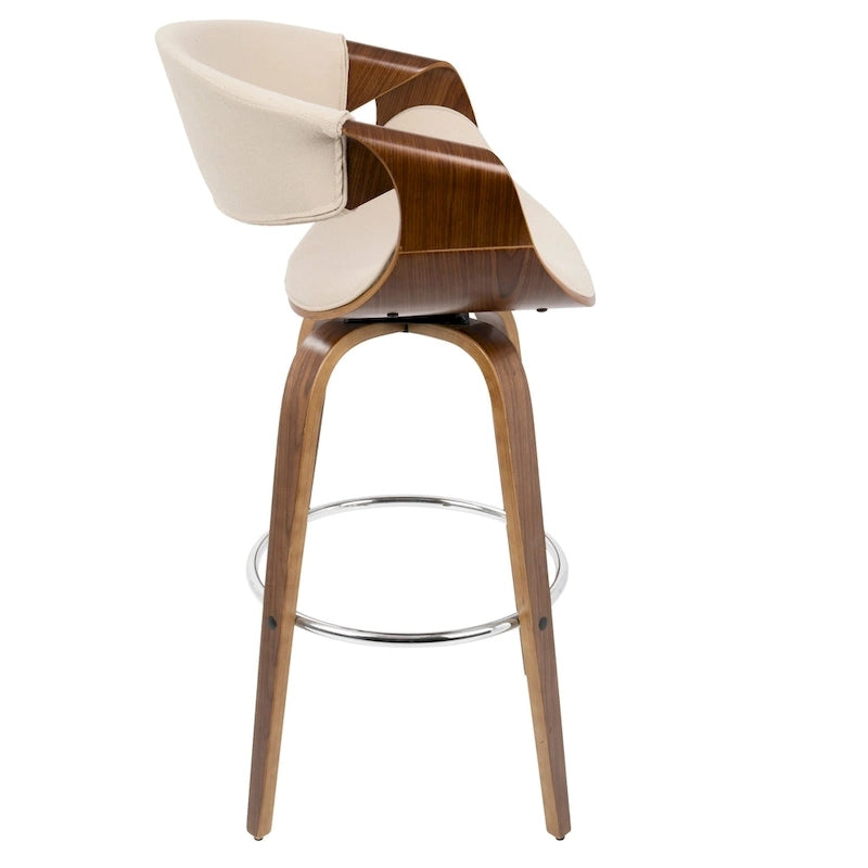 Sgabello da bar girevole crema/grigio/antracite/blu con gambe e poggiapiedi in legno, set da 2