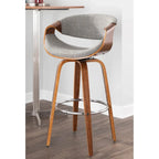 Sgabello da bar girevole crema/grigio/antracite/blu con gambe e poggiapiedi in legno, set da 2