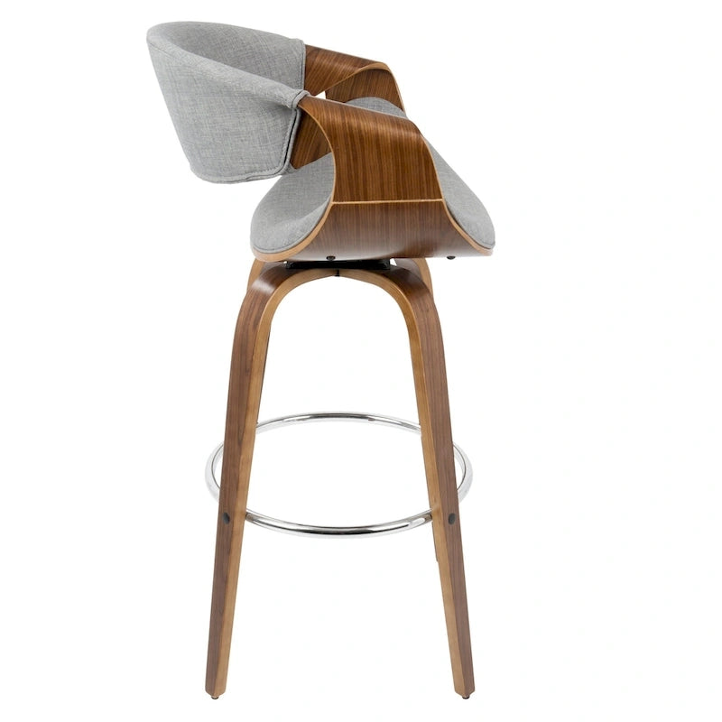 Sgabello da bar girevole crema/grigio/antracite/blu con gambe e poggiapiedi in legno, set da 2
