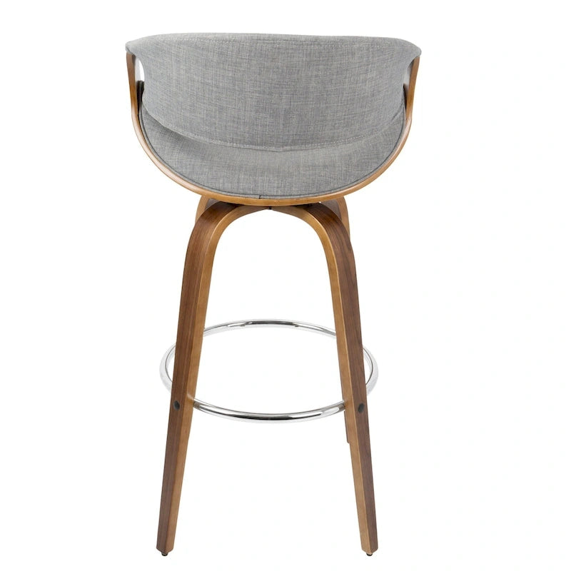 Sgabello da bar girevole crema/grigio/antracite/blu con gambe e poggiapiedi in legno, set da 2