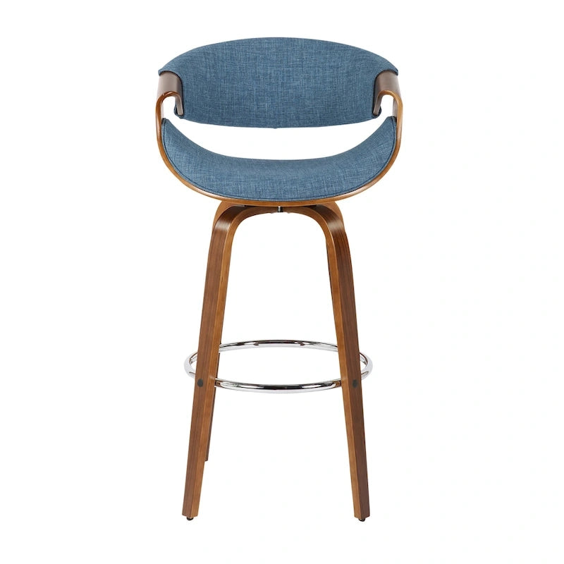 Sgabello da bar girevole crema/grigio/antracite/blu con gambe e poggiapiedi in legno, set da 2