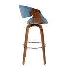 Sgabello da bar girevole crema/grigio/antracite/blu con gambe e poggiapiedi in legno, set da 2