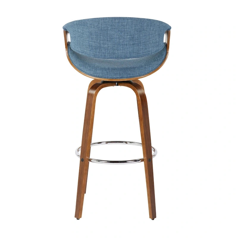 Sgabello da bar girevole crema/grigio/antracite/blu con gambe e poggiapiedi in legno, set da 2