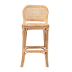 Sgabello da bar in rattan naturale marrone, stile bohémien, 1 posto