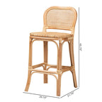 Sgabello da bar in rattan naturale marrone, stile bohémien, 1 posto