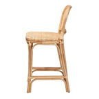 Sgabello da bar in rattan naturale marrone, stile bohémien, 1 posto
