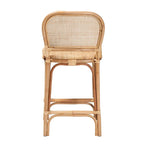 Sgabello da bar in rattan naturale marrone, stile bohémien, 1 posto