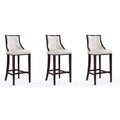 Sgabello da bar tradizionale con schienale, set da 3, bianco perla / bronzo / crema / grigio ciottolo / grigio chiaro