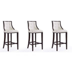 Sgabello da bar tradizionale con schienale, set da 3, bianco perla / bronzo / crema / grigio ciottolo / grigio chiaro