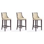 Sgabello da bar tradizionale con schienale, set da 3, bianco perla / bronzo / crema / grigio ciottolo / grigio chiaro