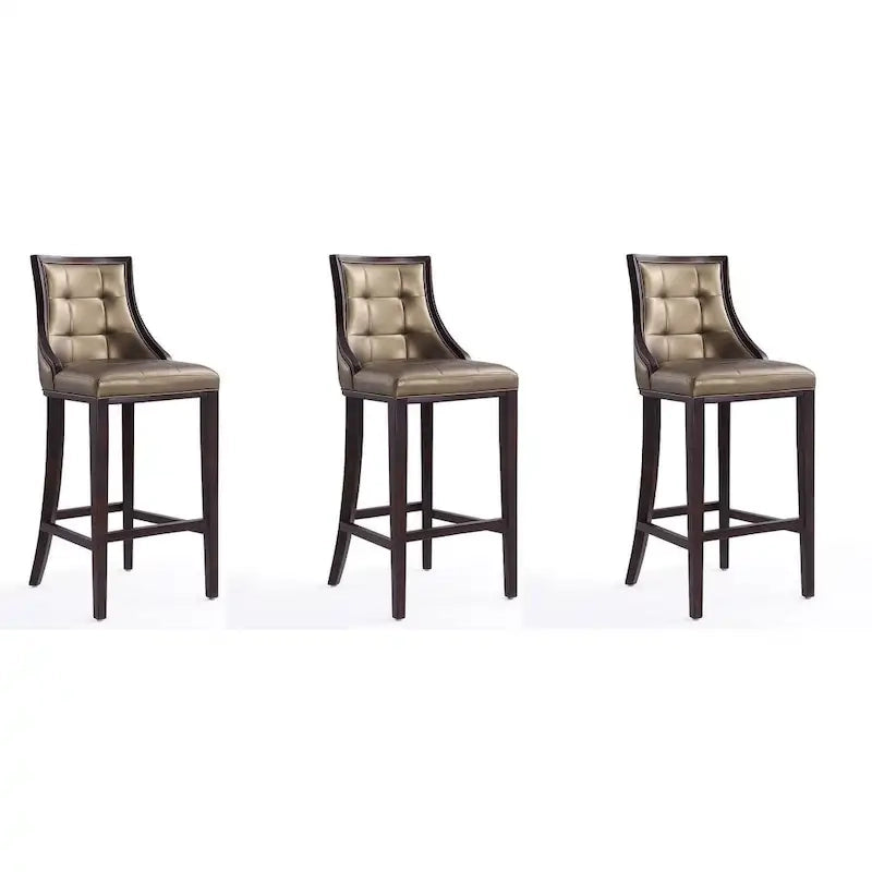 Sgabello da bar tradizionale con schienale, set da 3, bianco perla / bronzo / crema / grigio ciottolo / grigio chiaro