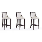Sgabello da bar tradizionale con schienale, set da 3, bianco perla / bronzo / crema / grigio ciottolo / grigio chiaro