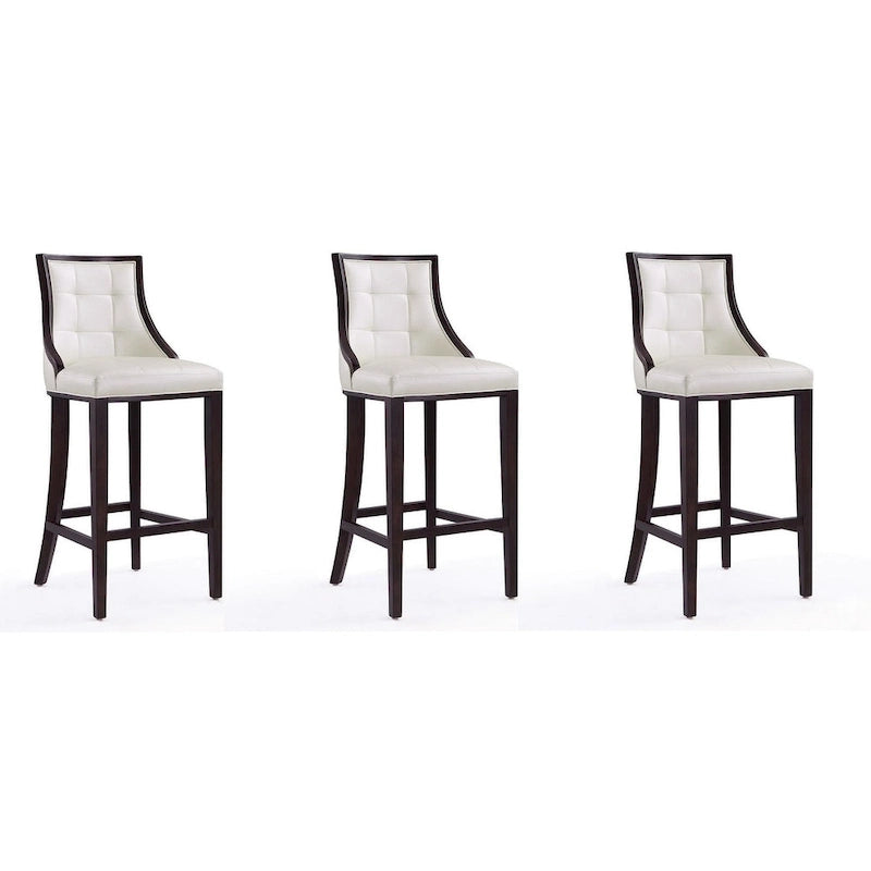 Sgabello da bar tradizionale con schienale, set da 3, bianco perla / bronzo / crema / grigio ciottolo / grigio chiaro
