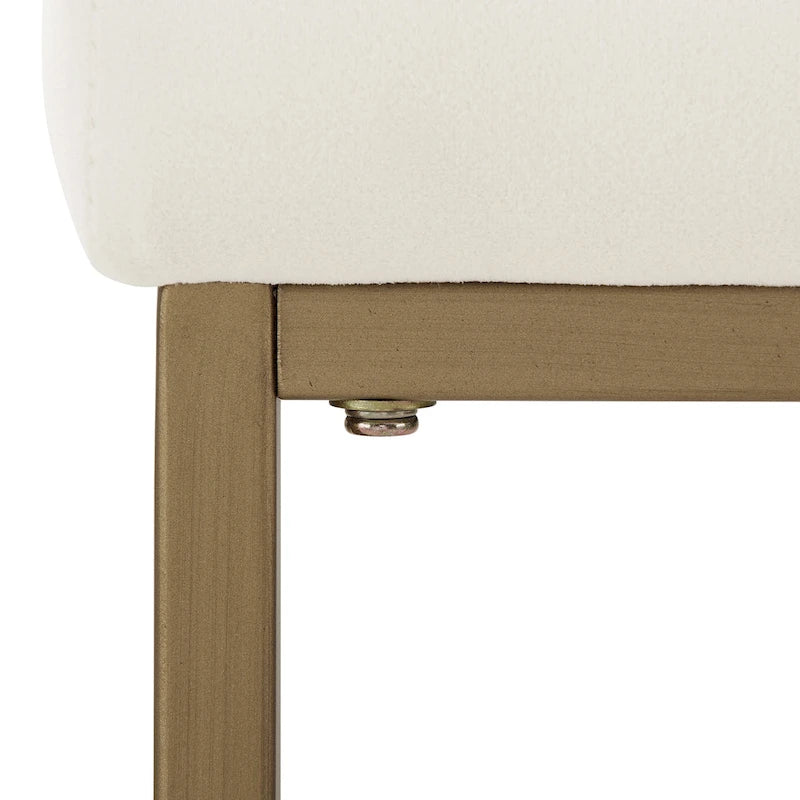 Sgabello da bancone in velluto crema/grigio, base a slitta moderna, set da 2