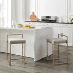 Sgabello da bancone in velluto crema/grigio, base a slitta moderna, set da 2